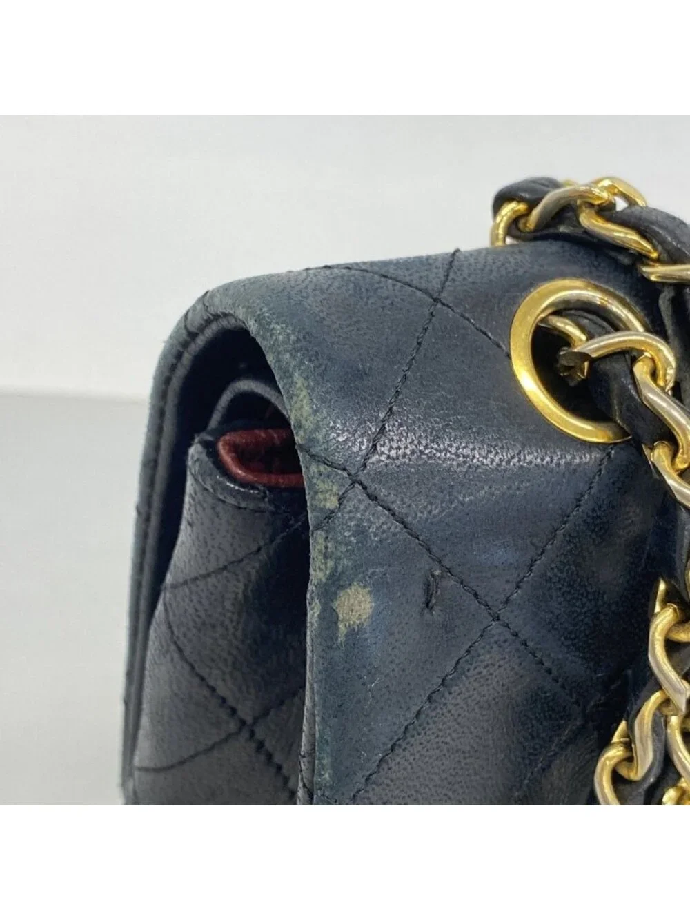 Chanel Shoulder Bag Quilted Lambskin Black Gold